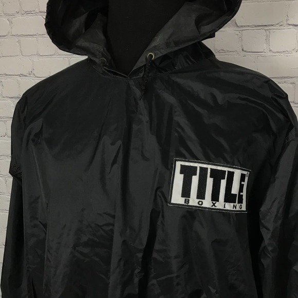 TITLE Boxing Black White Pullover Windbreaker Jacket | Mens XL - Picture 2 of 5